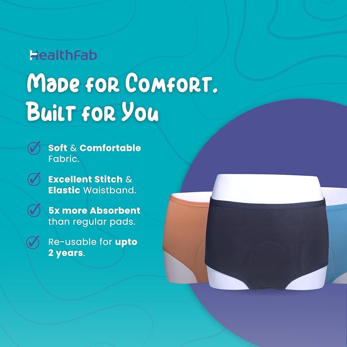 The Fabulous You Heavy Period Panty High Waist Leak Proof Underwear for Medium to Heavy Flow, Reusable Upto 2 Years Without Pads, Pack of 1