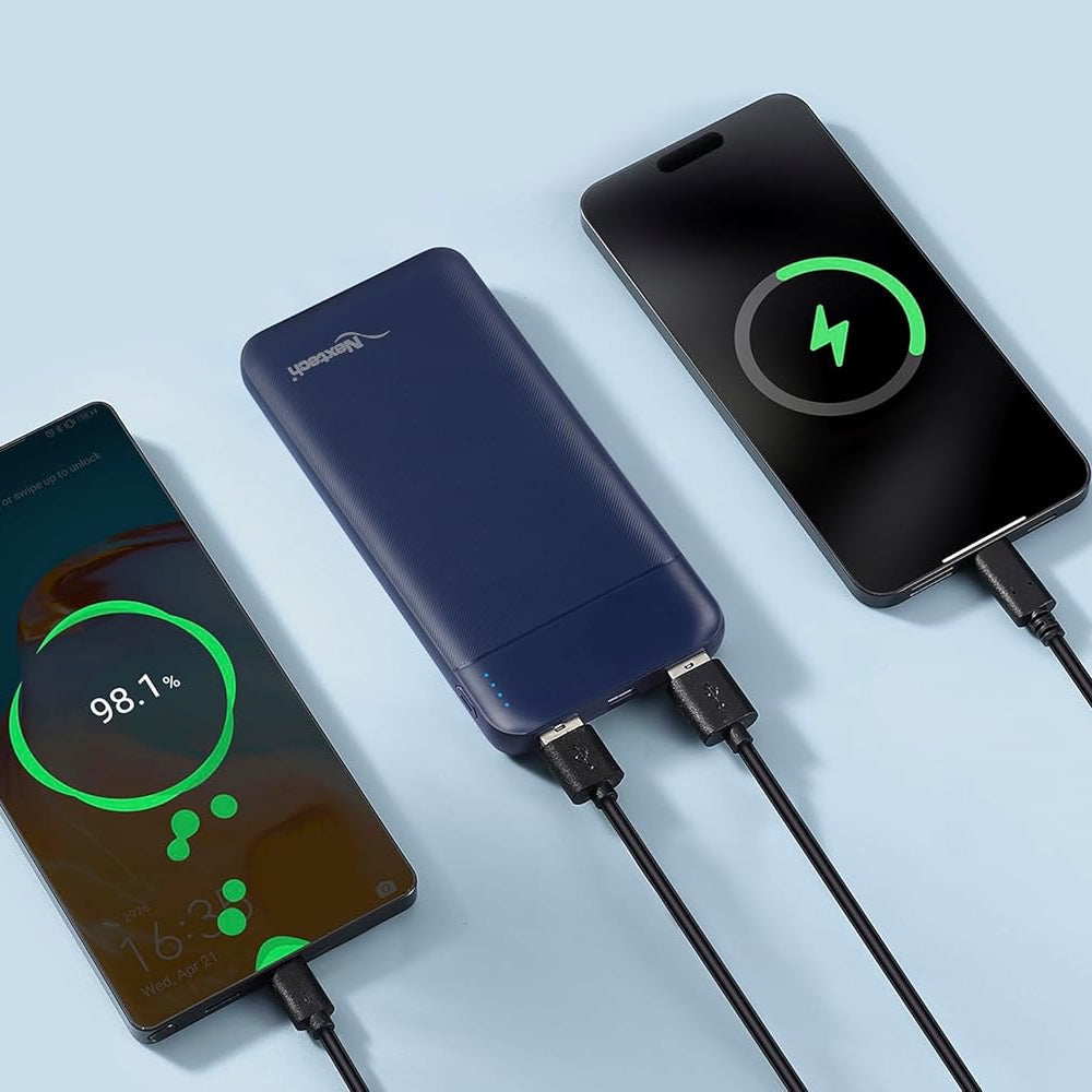 Nextech Slender PDQC 22.5W | 10000mAh | Made in India | Fast Charging | Ultra Slim Power Bank | Type-C PD & QC 3.0 USB Output | Compatible with Smartphones, iPhone, Android | BLUE
