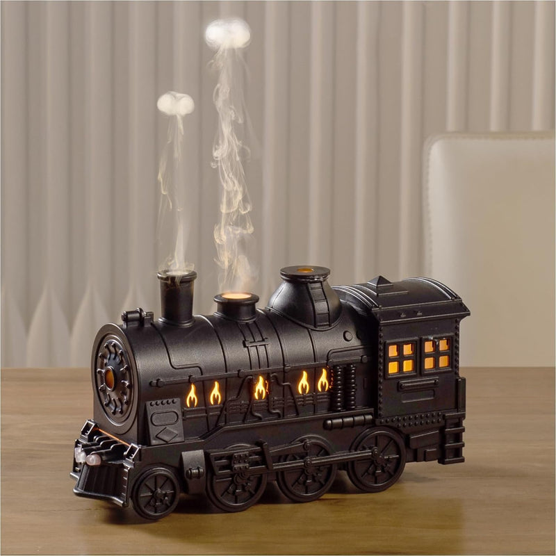 Mystiq: Train-Shaped Aroma Diffuser & Humidifier, 300ml, Flame Light, 2 Mist Modes, Auto Off â€“ Perfect for Home, Office & Festive Decor.