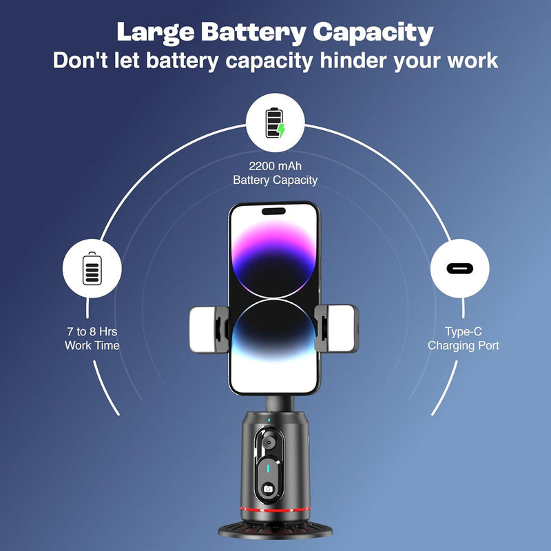 Create360: 360Â° Face Tracking Phone Holder with Auto Motion, Gesture Control & Remote for Vlogging, Streaming & Video Recording