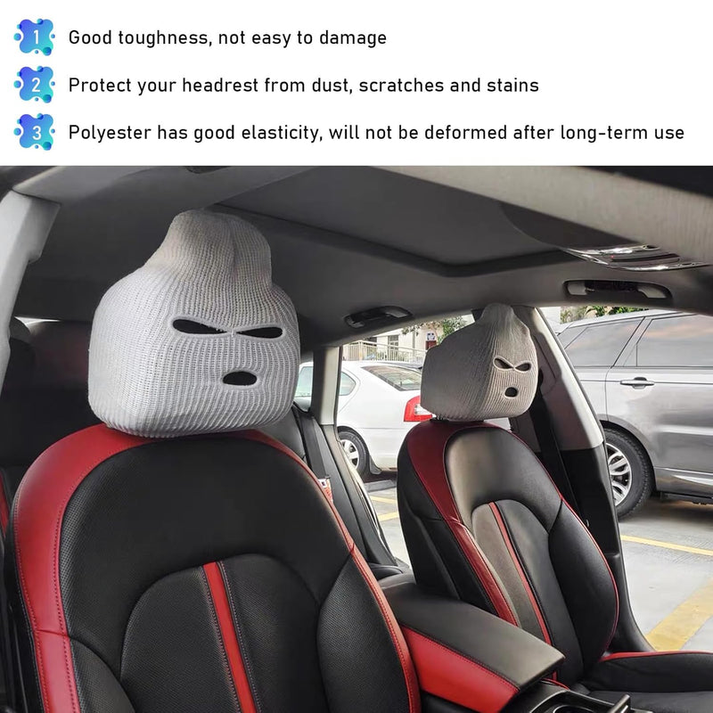 Mugz: Car Seat Mask Headrest Covers (Set of 2) â€“ Universal Fit for Car Interiors, Powerful Decoration & Headrest Protection