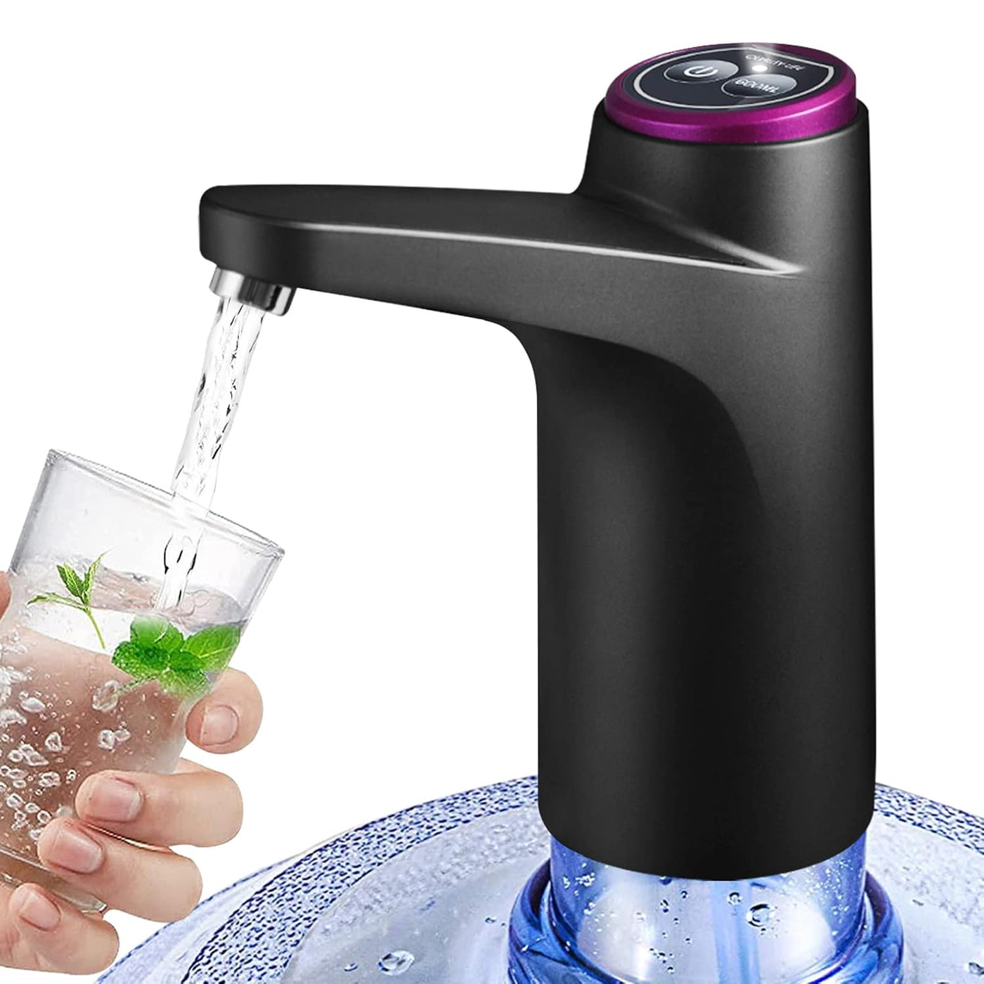 Aquon: USB Rechargeable Automatic Water Dispenser Pump for 3â€“5 Gallon Bottles with One-Touch Operation & Auto-Off