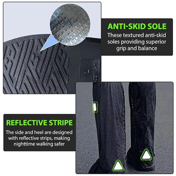 Rain Shoes Cover, Waterproof Shoe Covers for Men Women, Reusable PVC Shoe Cover for Rainy Season, Non-Slip TPE Sole Rain Boots with Elastic Design Outdoor Footwear Protector for Monsoon