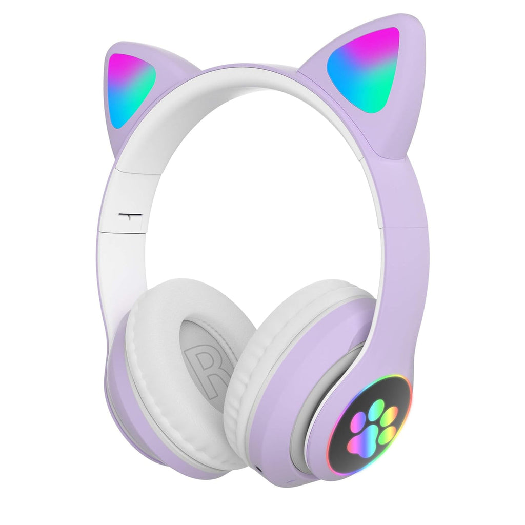 PurrStar: Cat Ear Bluetooth Headphones with LED Lights & Mic, Wireless Over-Ear Headphones, Cute Kitty Design for Music & Gaming (Assorted)