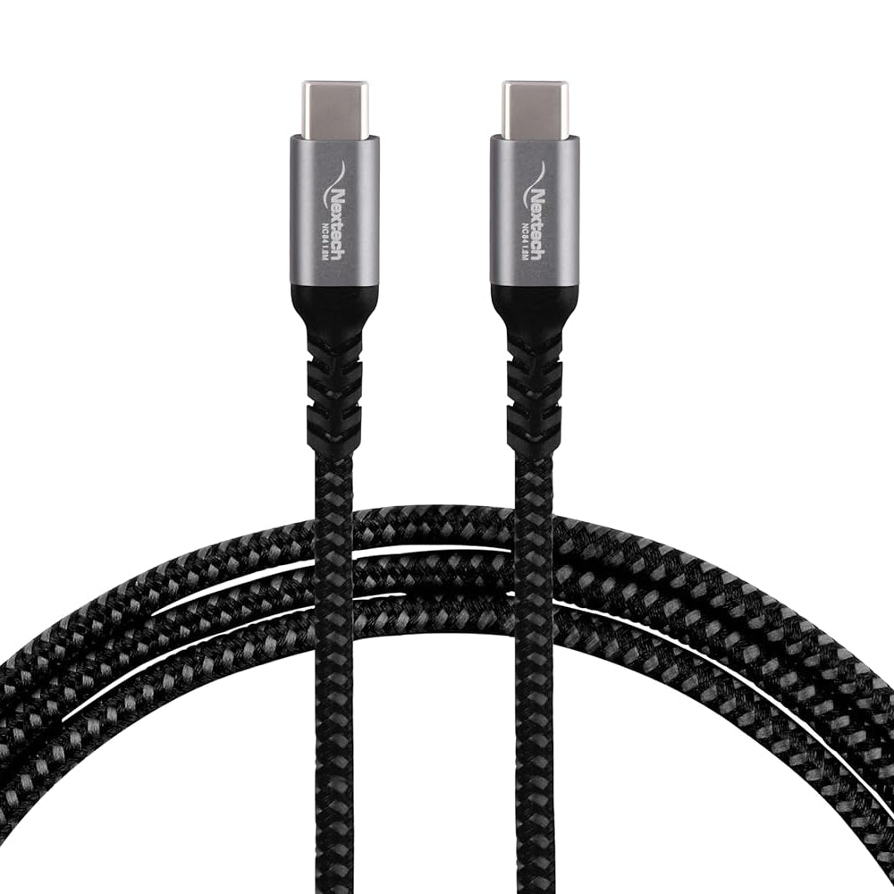 Nextech USB Type C to Type C 100W, Gen 2, 10gbps Braided Fast Sync & Charge Video Cable Compatiable with Laptops & Smartphones (1.8M)