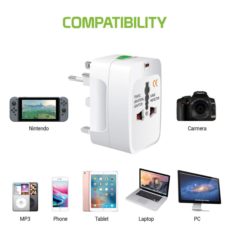 PlugGo: Universal Travel Adapter with USB, All-in-One International Plug Adapter for Charging & Appliances Compact Worldwide Adapter for Travel