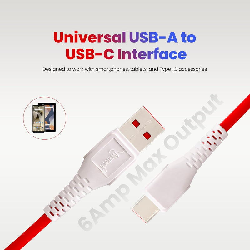 Nextech USB A to USB-C 65W Super VOOC/Dash Sync & Charge Cable compatiable with Samsung, Realme, Oppo & other Smartphones, Tablets & Type C devices (1 Meter)