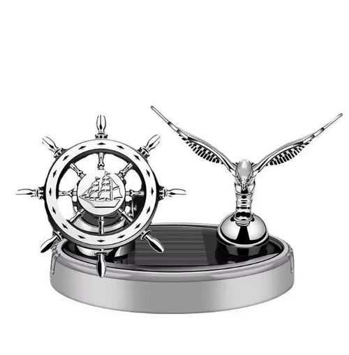 Sailor: Solar-Powered Rotating Car Air Freshener with Ship Steering Wheel & Anchor Design
