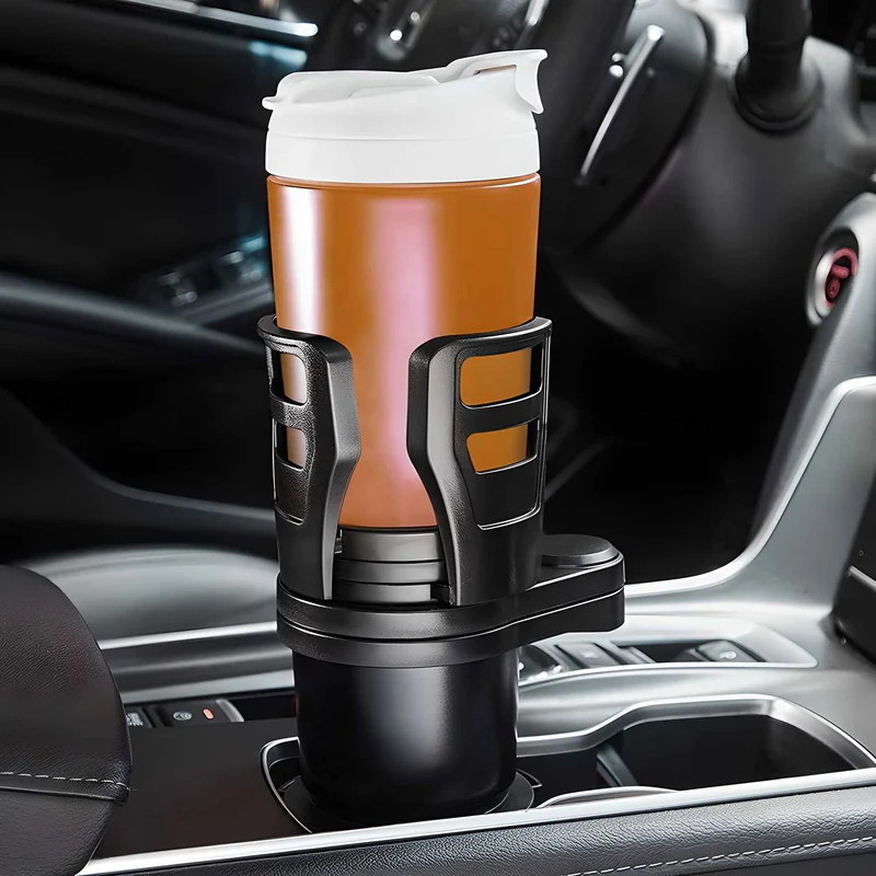 DuoHold: 2-in-1 Car Cup Holder Expander with 360Â° Rotation & Adjustable Dual Cup Slots for Large Drinks & Travel Convenience