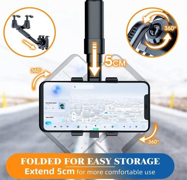 MirrorGrip: 60Â° Rotating Rearview Mirror Phone Holder with Anti-Shake Cradle & Adjustable Mount for Safe Driving