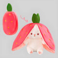 PeekaBoo: Reversible Strawberry Bunny Plush Toy Pillow with Zipper â€“ Soft & Cuddly Gift for Kids & Plush Lovers