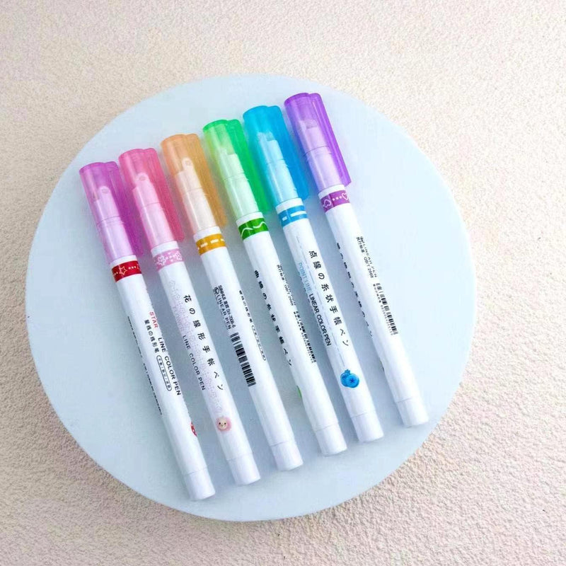 Doodle: 6 Roller Highlighter & Outline Sticker Pens â€“ Magic Border Markers for Scrapbooking, Art & Stationery