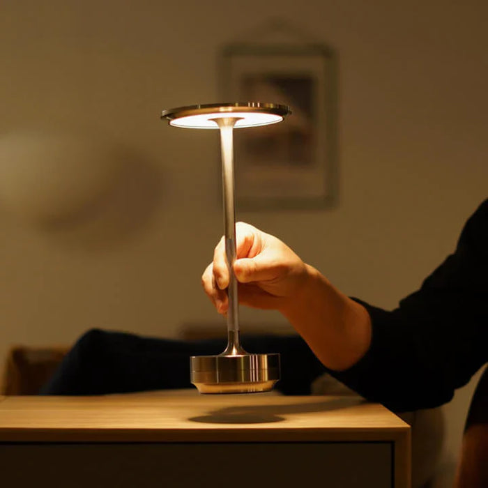 CosmicGlow: Rechargeable Super Premium Cordless LED Table Lamp, Heavy Metal Portable Lamp with Touch Sensor, Stepless Dimming & for Bedroom, Nightstand & CafÃ© Ambience