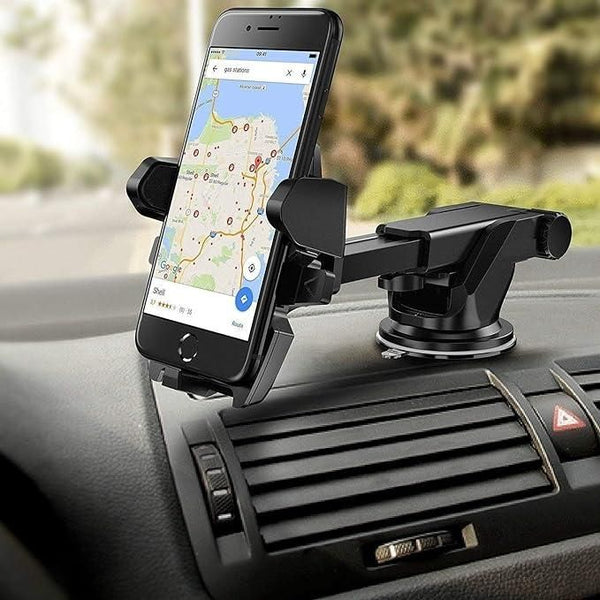 Revolex: 360Â° Rotating Car Dashboard Mobile Holder with Strong Suction Cup & Quick Release Button