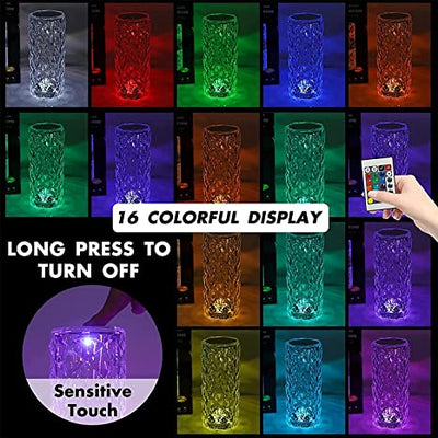 Lucidity: crystal Aura Night Light with 16-Color Changing LED, USB Rechargeable Touch Control & Diamond Cut Design for Bedroom & DÃ©cor