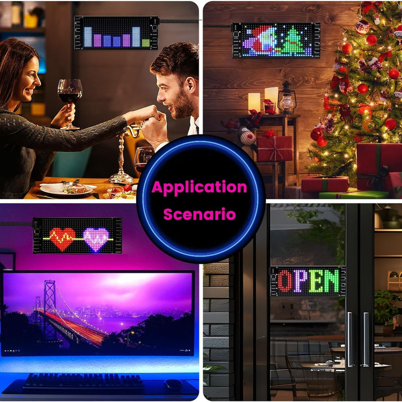 Pixy: RGB LED Matrix Display Panel with App & Remote Control, Flexible Pixel Sign Board for Cars, Rooms, Offices & Custom Scrolling Messages (7" Ã— 3")