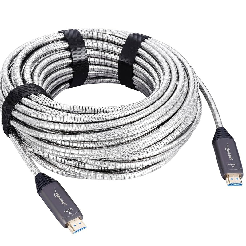 Nextech 20M HDMI AOC Cable â€“ 4K@60Hz Active Optical Fibre, Armoured Heavy-Duty Build, EMI/RFI Shielded, Long-Distance High-Speed HDMI Cable for TV, Projector, Gaming & AV Installations