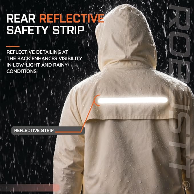 Waterproof Rain Coat for Men & Women | Rain Jacket with Hood, Air Vents & Reflective Strip | Bike Raincoat Pants with Elastic Waist & Snap Button Hem| Unisex Rain Suit