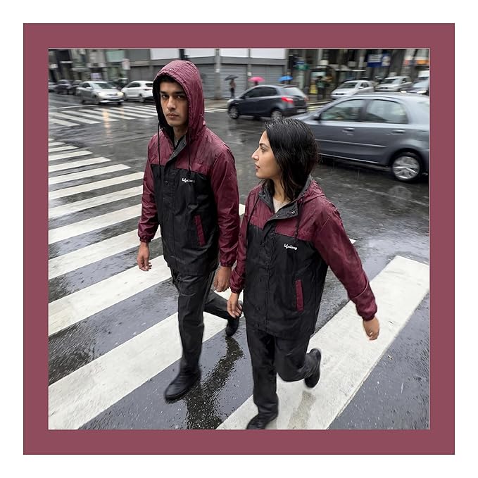 Raincoat Set | Waterproof Polyester Double-Coated Reversible Rain Suit | Hooded Jacket with Inner Mobile Pocket & Pants
