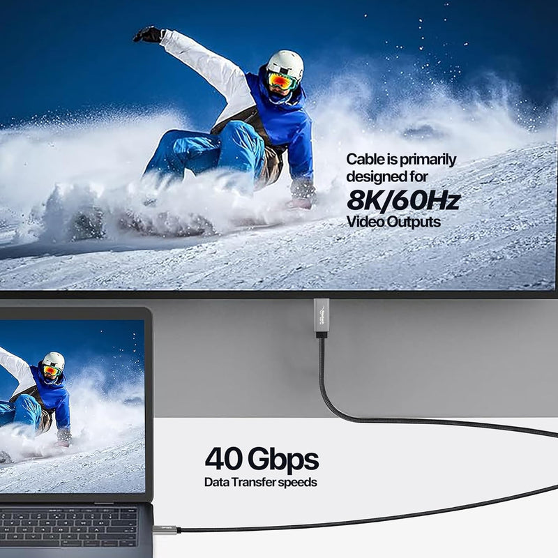 Nextech USB-C to USB-C Thunderbolt 4 / USB4 Cable 240W PD, 40Gbps Data Transfer, 8K@60Hz Video Support, E-Marker Smart Chip, Type-C Fast Charging Cable for MacBook, iPhone, iPad, Galaxy, Laptops & SSD