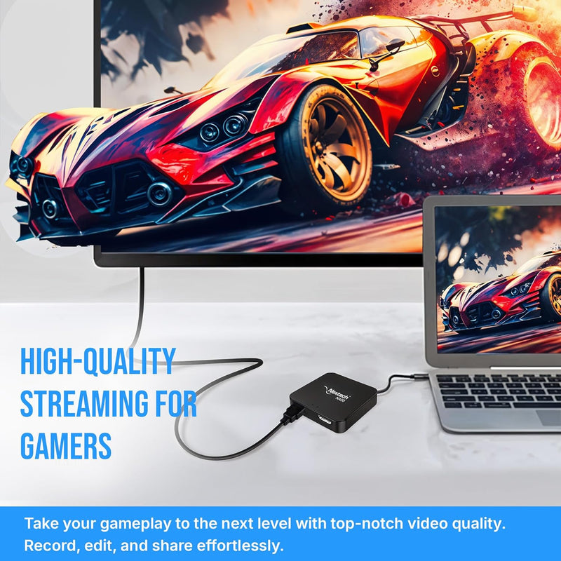 Nextech HDMI Capture Card â€“ 4K@30Hz Pass-Through, Ultra-Low Latency Loop-Out, USB 3.0 Plug & Play, AUX Audio Input â€“ Compatible with PS5, Xbox, Camera, PC for Streaming & Recording