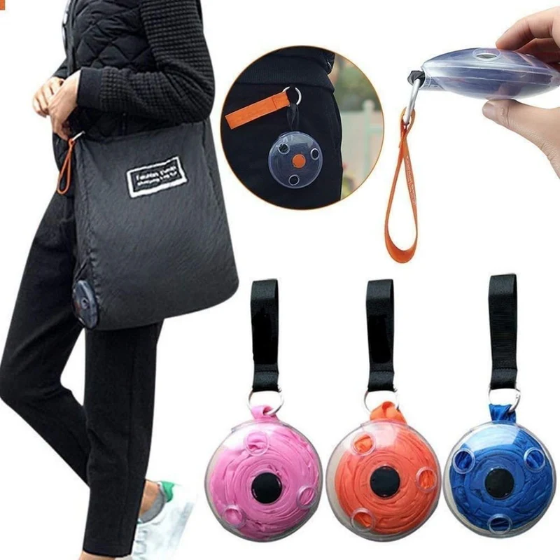 RollUp: Retractable & Foldable Reusable Tote Bag with Carabiner for Grocery Shopping & On-the-Go Storage