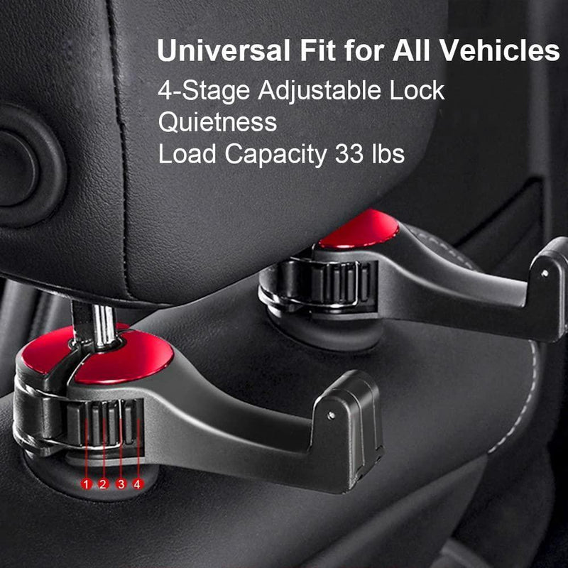 HookMate: Car Back Seat Hooks with Built-in Phone Holder for Bags, Groceries & Headrest Organization