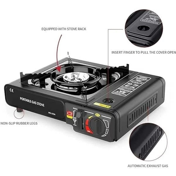 Campy: Portable Camping Gas Stove with Compact Burner & Carrying Case â€“ Outdoor Cooking Gear for Trekking, Hiking, Picnics & Backpack Travel