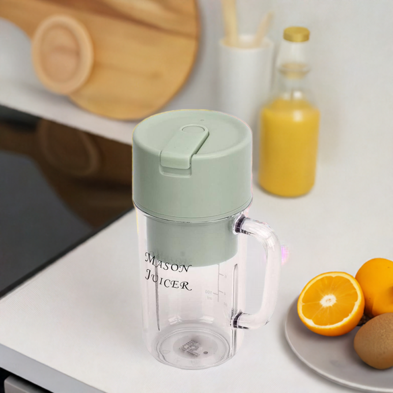 Blendy: Mason Jar Portable Smoothie Blender & Juicer USB Rechargeable with Handle, Straw & Easy-Cleaning