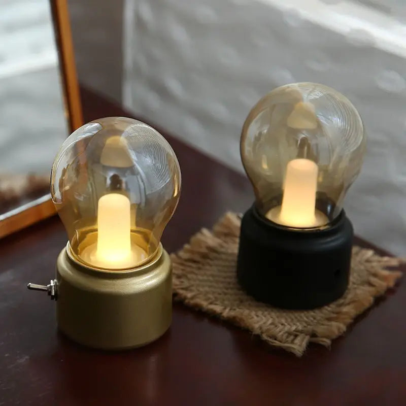 RetroGlow: Vintage-Style USB Rechargeable LED Bulb with Warm White Light for Night Lamp & Desk DÃ©cor