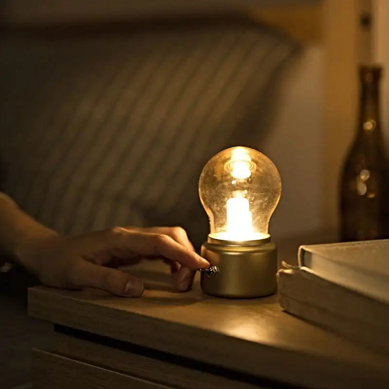 RetroGlow: Vintage-Style USB Rechargeable LED Bulb with Warm White Light for Night Lamp & Desk DÃ©cor