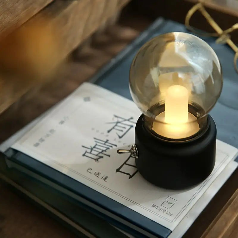RetroGlow: Vintage-Style USB Rechargeable LED Bulb with Warm White Light for Night Lamp & Desk DÃ©cor