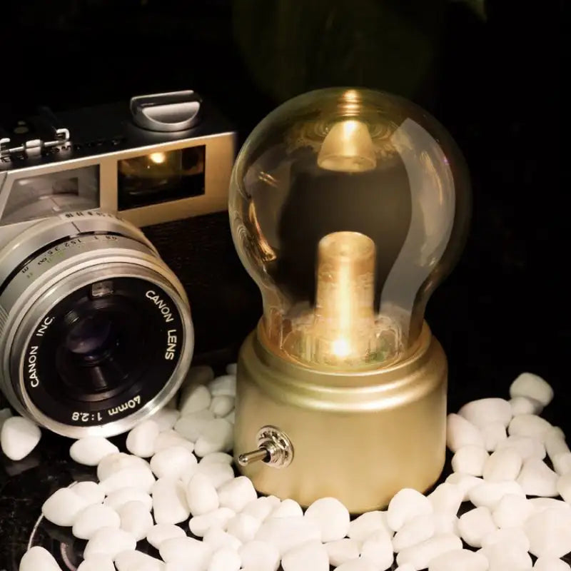 RetroGlow: Vintage-Style USB Rechargeable LED Bulb with Warm White Light for Night Lamp & Desk DÃ©cor