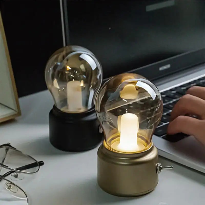 RetroGlow: Vintage-Style USB Rechargeable LED Bulb with Warm White Light for Night Lamp & Desk DÃ©cor
