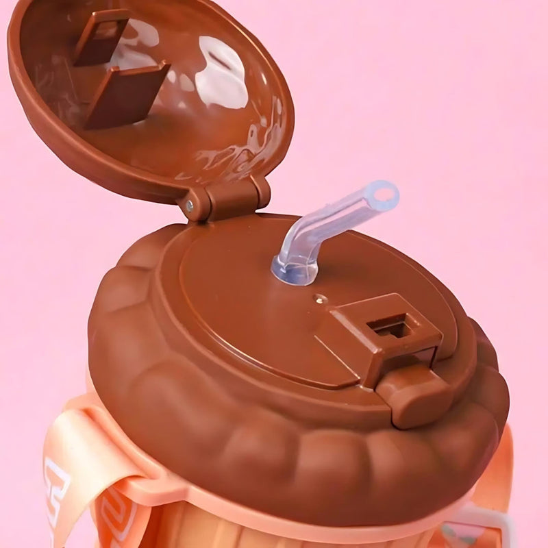 Sippy: Adorable Ice Cream Cone Sipper Bottle with Built-In Straw & Kid-Friendly 450ml Design