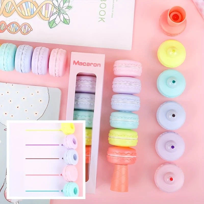 Macaron: Pastel Highlighter Set (6-Piece) â€“ Soft Color Markers for Books, Notes & Aesthetic Stationery Lovers