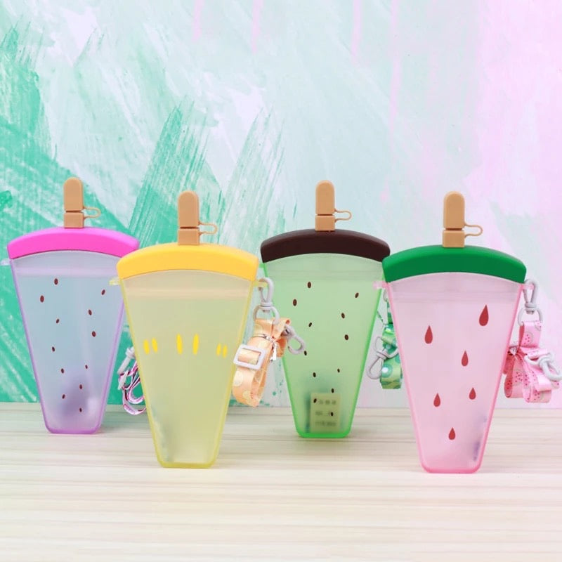 FruitChill: Aesthetic Watermelon Sipper Bottle with Straw & Adjustable Strap â€“ Portable & BPA-Free for Travel & Daily Use