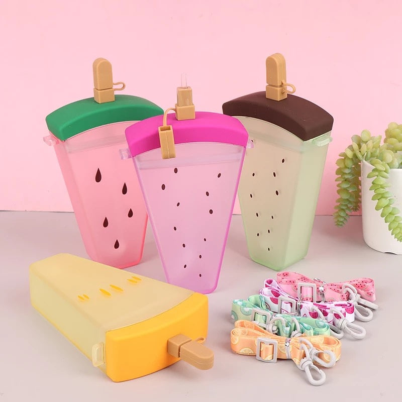 FruitChill: Aesthetic Watermelon Sipper Bottle with Straw & Adjustable Strap â€“ Portable & BPA-Free for Travel & Daily Use