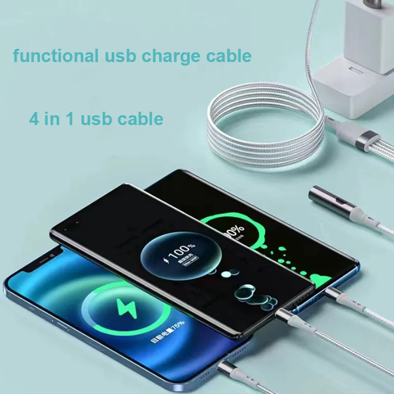 Ignit: 4-in-1 Fast Charging Cable with Built-In Lighter â€“ Multi-Port USB Cord with Type-C, Lightning & Micro USB for Phones & Travel Use