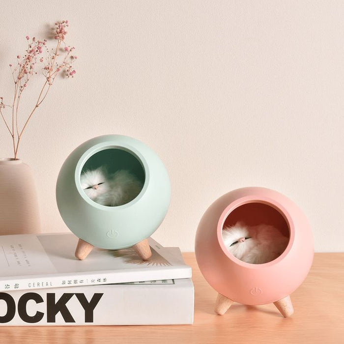 Cozy: Cute Kitten Decorative Night Light with Type-C Charging, Rechargeable Cat House LED Lamp for Cat Lovers, Home & Bedroom Ambience