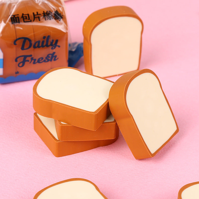 Loaf: 4-Piece Toast Bread Eraser Set â€“ Cute & Fun Stationery for Students & Office Use (Pack of 3)