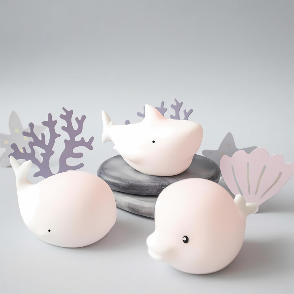 OceanPals: Set of 6 Adorable Ocean-Themed Squishy Night Lights with Soft LED Glow â€“ Includes Whale, Shark, Octopus, Dolphin, Turtle & Duck