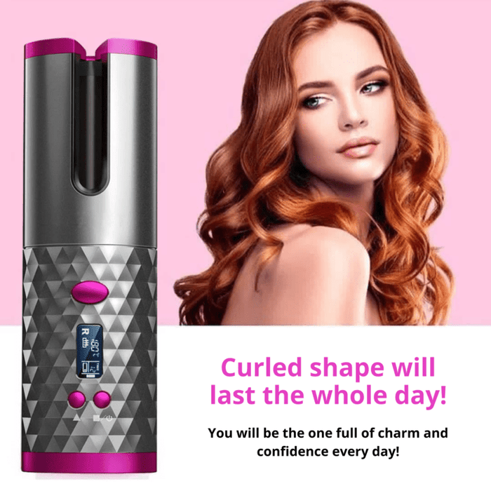 EasyCurl: Cordless Automatic Hair Curler with LCD Temperature Display, Fast Heating & USB-C Rechargeable for Salon-Quality Curls Anywhere