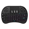 Black wireless keyboard with touchpad on a white background