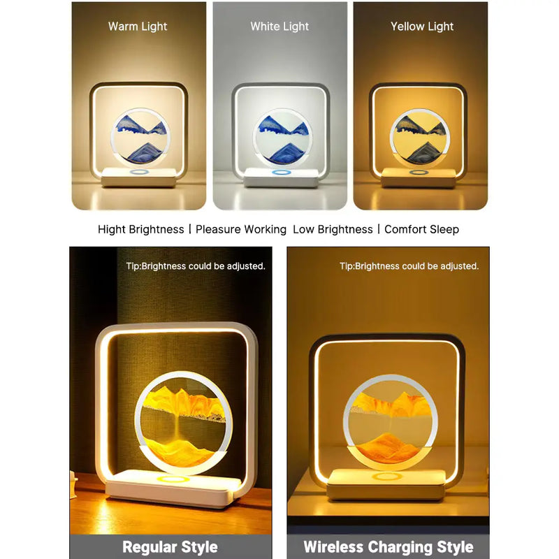 SandX: 3D Quicksand LED Lamp with Wireless Charging & Liquid Motion Art for Relaxing Desk & Bedroom DÃ©cor