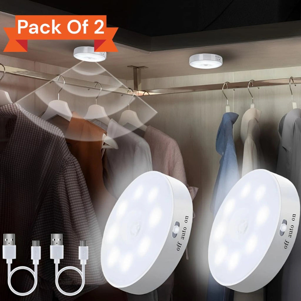 Lumiq: Motion Sensor LED Night Light, USB Rechargeable, Auto-On Cabinet Light with Warm Glow for Wardrobe, Stairs, Hallway, Kitchen & Closet Use