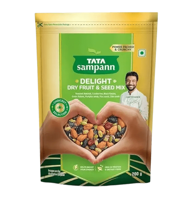 Delight Dry Fruit & Seed Mix | Power Packed & Crunchy Snack | High in Protein & Dietary Fibre | 200g
