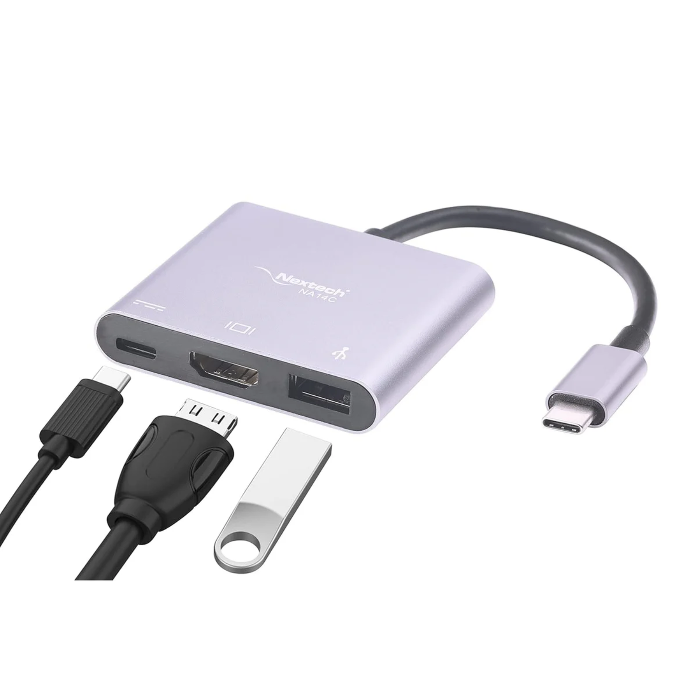 Nextech USB-C to 3-in-1 Multiport Dock â€“ HDMI 4K, USB 3.0, 87W PD Charging Port, USB-C Hub for Laptop, MacBook, Smartphones, and Tablets