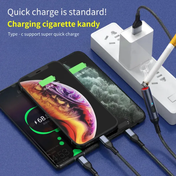 Ignit: 4-in-1 Fast Charging Cable with Built-In Lighter â€“ Multi-Port USB Cord with Type-C, Lightning & Micro USB for Phones & Travel Use