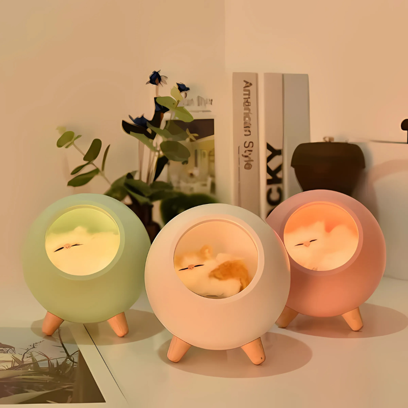 Cozy: Cute Kitten Decorative Night Light with Type-C Charging, Rechargeable Cat House LED Lamp for Cat Lovers, Home & Bedroom Ambience